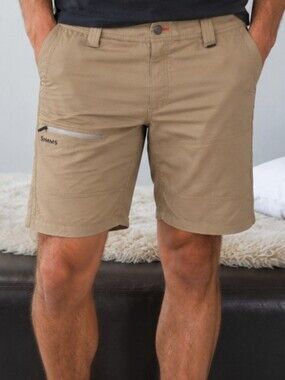 NEW SIMMS Guide Shorts Mens 34 Tan Khaki Cargo Stretch Fly Fishing Outdoor 9"